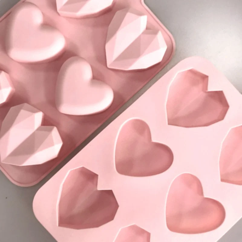 Multicavity Diamond Heart Silicone Soap Mold Love Candle Resin Plaster Mold Chocolate Making Set Home Decor Valentine\'s Day Gift