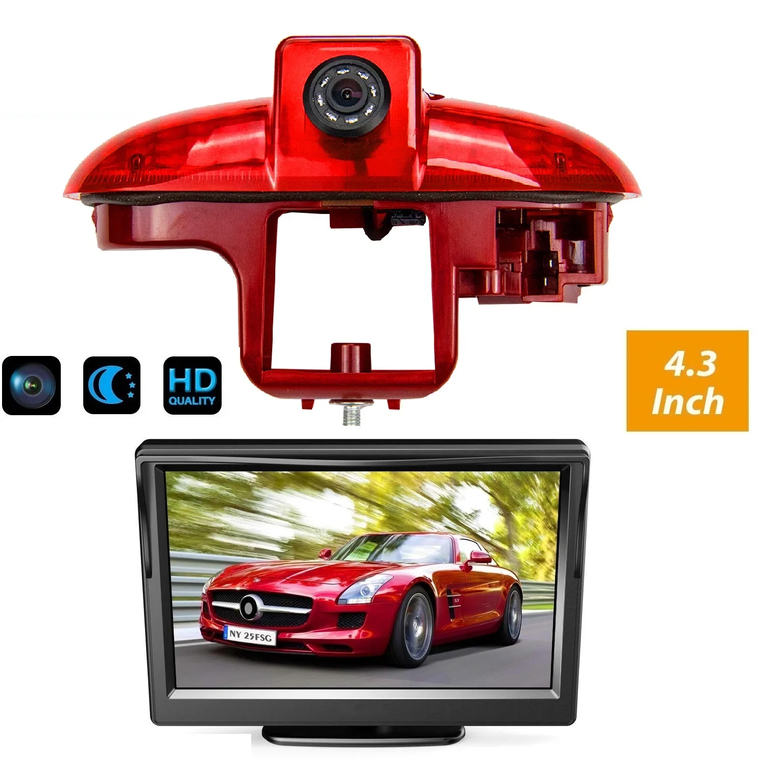 HD 720P 3rd Brake Light Rear View Camera+4.3 Inch Monitor for Opel Vivaro A/Renault Trafic/Opel Combo C Primastar FIAT Talento