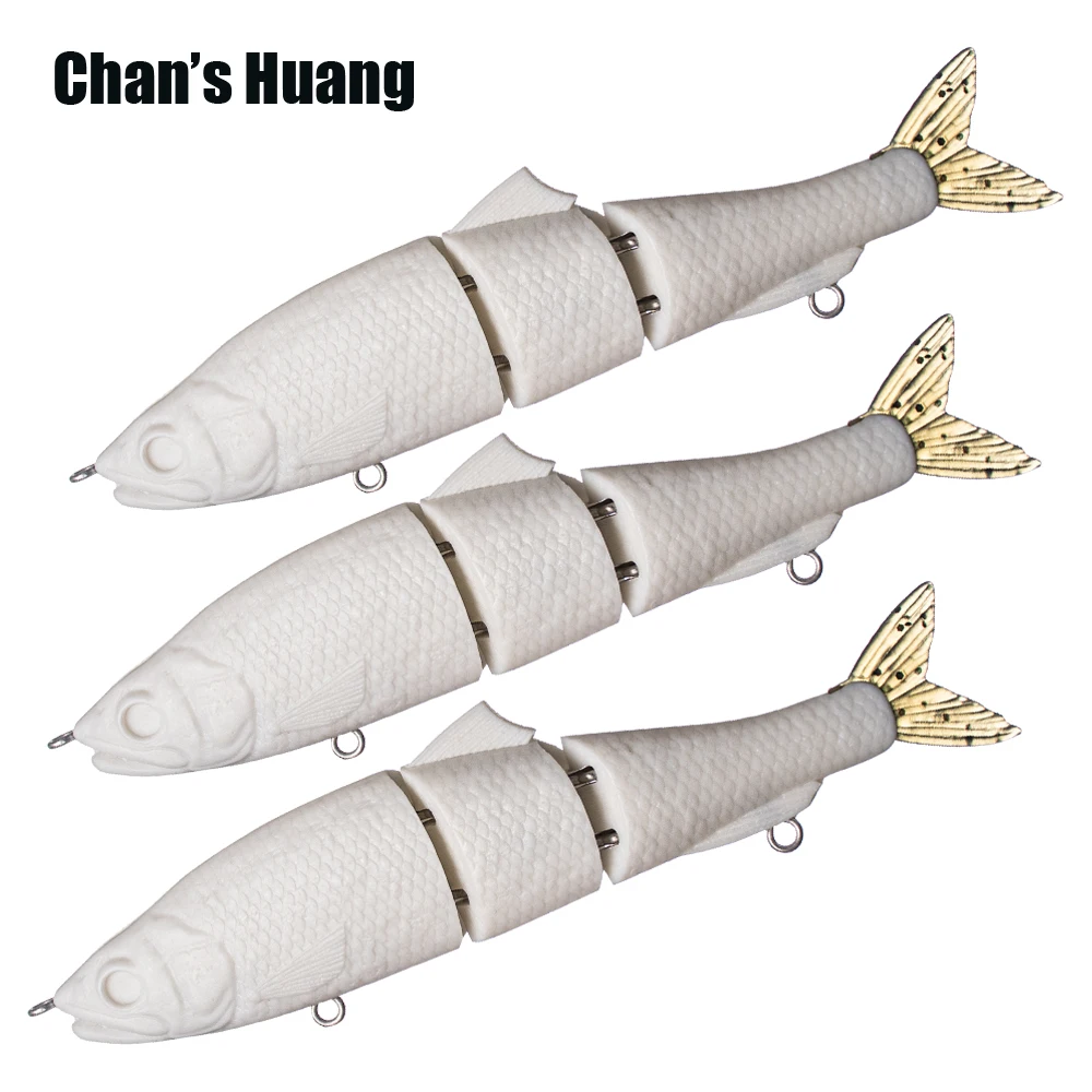 

Chan's Huang, 4 шт., неокрашенная приманка для плавания, 5,51 нюйма, 0,93 унции, тонущие рыболовные приманки для гольяна, многосоставные заготовки для плавания с мягким хвостом