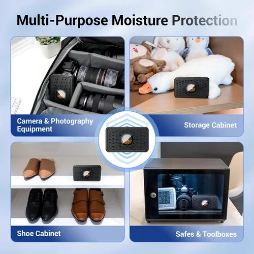 Imagen 2 del producto JJC Mini deshumidificador portátil reutilizable, deshumidificador electrónico con carga USB absorbente de humedad para armario DSLR, zapatero