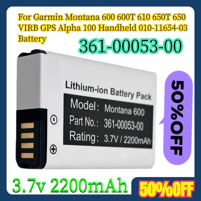 

For Garmin Montana 600 600T 610 650T 650 VIRB GPS Alpha 100 Handheld 010-11654-03 Battery 361-00053-00 3.7v 2200mAh