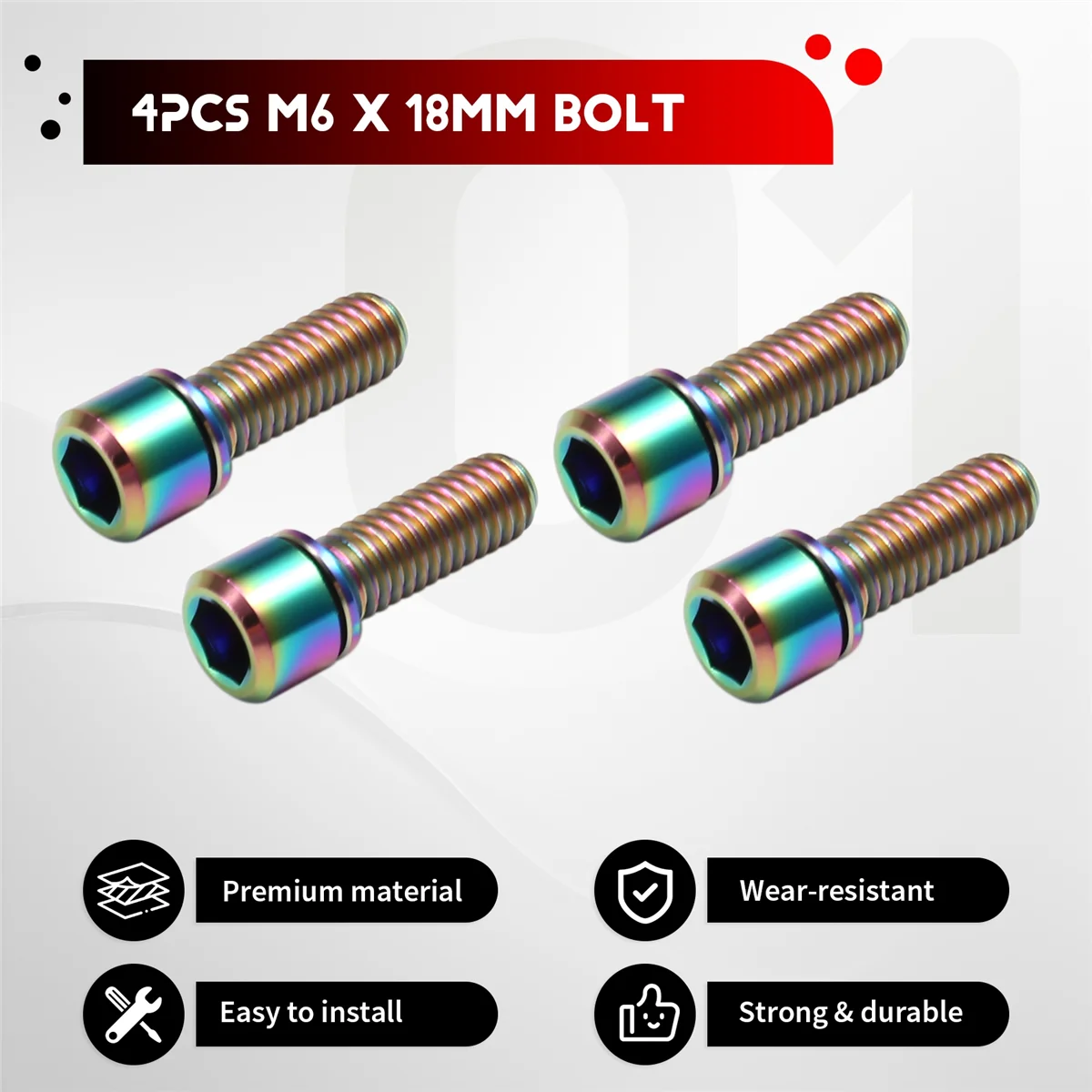 

AA85 RISK 4pcs M6x18mm Bolt for Disc Brake Caliper Clamp Bike Bicycle Screw Crank Lock Bolts for Road