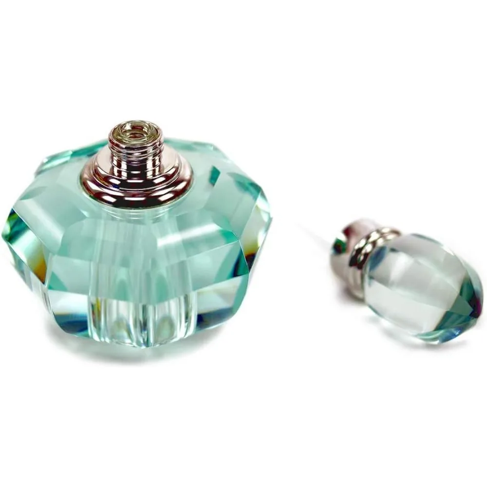 Delicate Green Empty Crystal Perfume Bottle Refillable Glass 3ml Clear Green Decoration