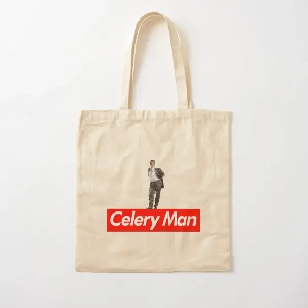 

Celery Man Cotton Canvas Bag Casual Unisex Designer Grocery Fabric Shoulder Bag Women Printed Fashion Foldable Travel Reusable