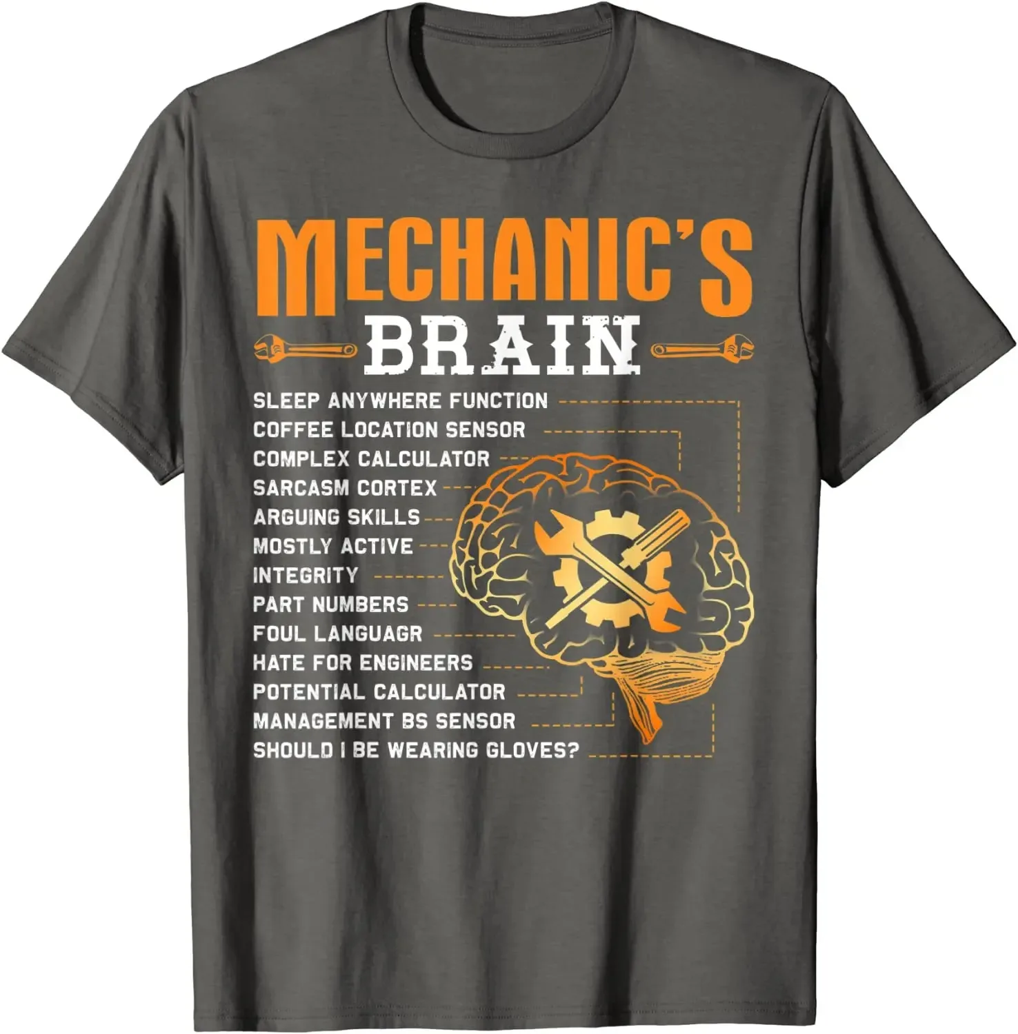 2024  Funny Mechanic Gifts - Mechanic\'s Brain T-Shirt T Shirt Special Funny Cotton Male T Shirts Casual