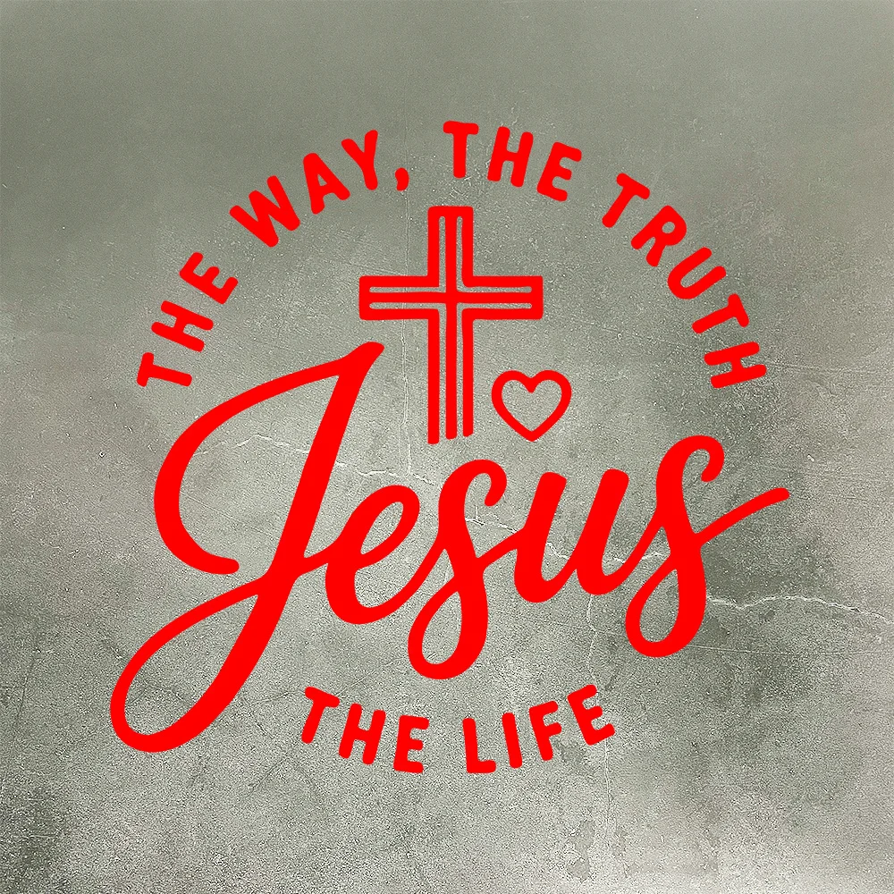 1Pc 2D Flat Jesus Cross Vinyl Sticker, Waterproof Decal For Car Motorcycle Window Laptop Decor, Holiday Gift