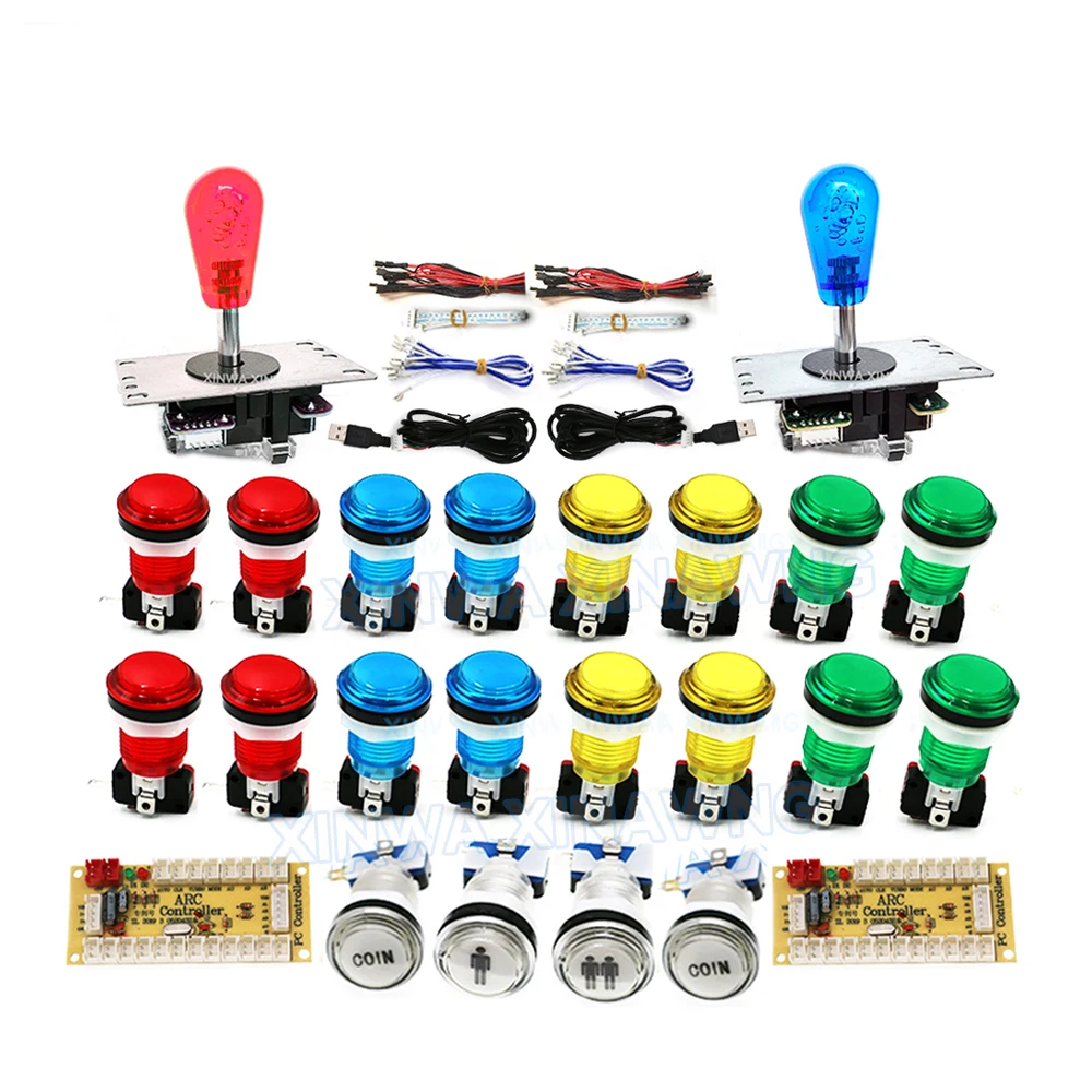 Game Player DIY SANWA Arcade Kit für PC Raspberry Pi mit LED-Druckknopf American Style Joystick USB Encoder Kabel Mame Pandora – Detail 1