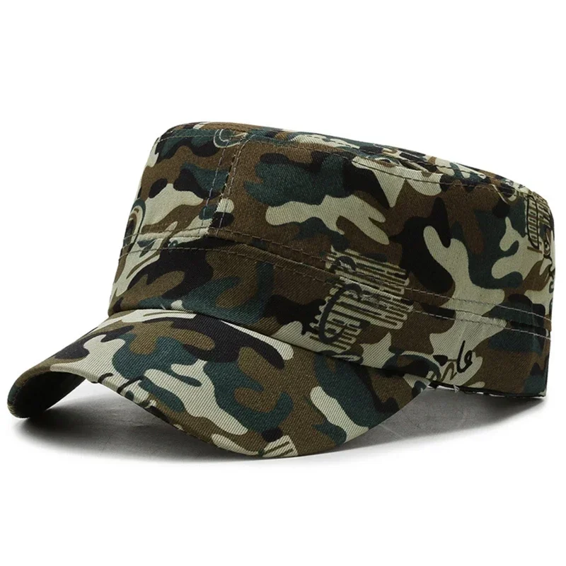 Vintage Camouflage Hats Flat Top Baseball Caps for Men Outdoor Sports Visor Hats Cadet Sunscreen Hats Gorras Para Hombres