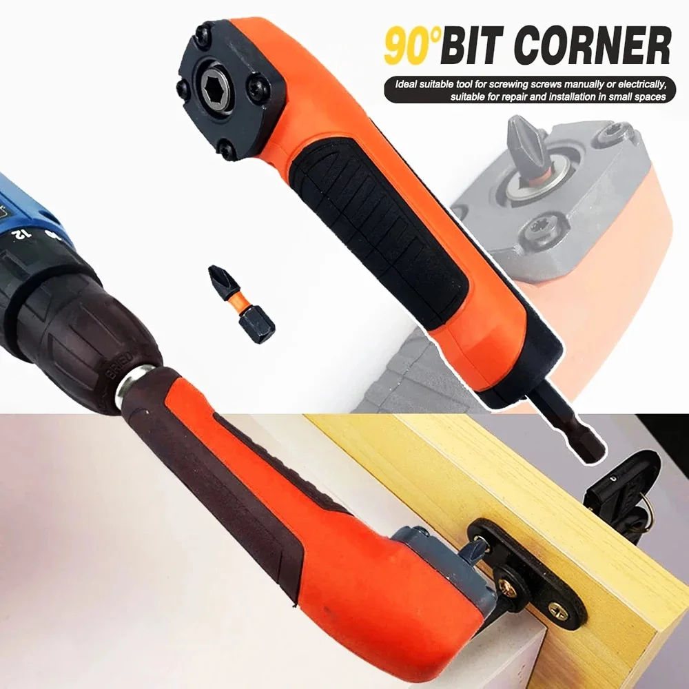 Torque alto 90 da chave de fenda elétrica multifuncional da esquina °   Chave de fenda de ângulo reto ferramenta manual broca adaptador de canto