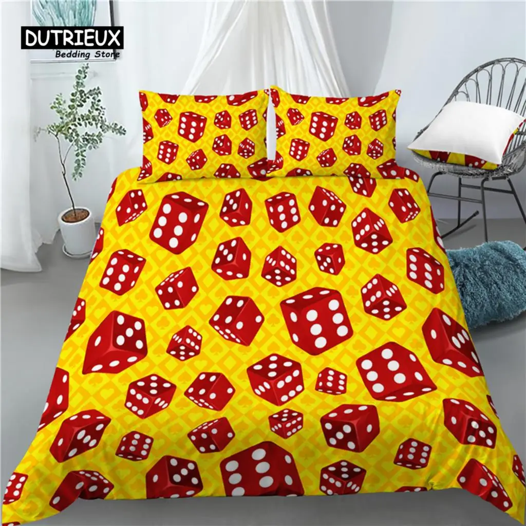 

Luxury 3D Dice Print Home Living 2/3Pcs Comfortable Duvet Cover Set PillowCase Kids Bedding Set Queen and King EU/US/AU Size