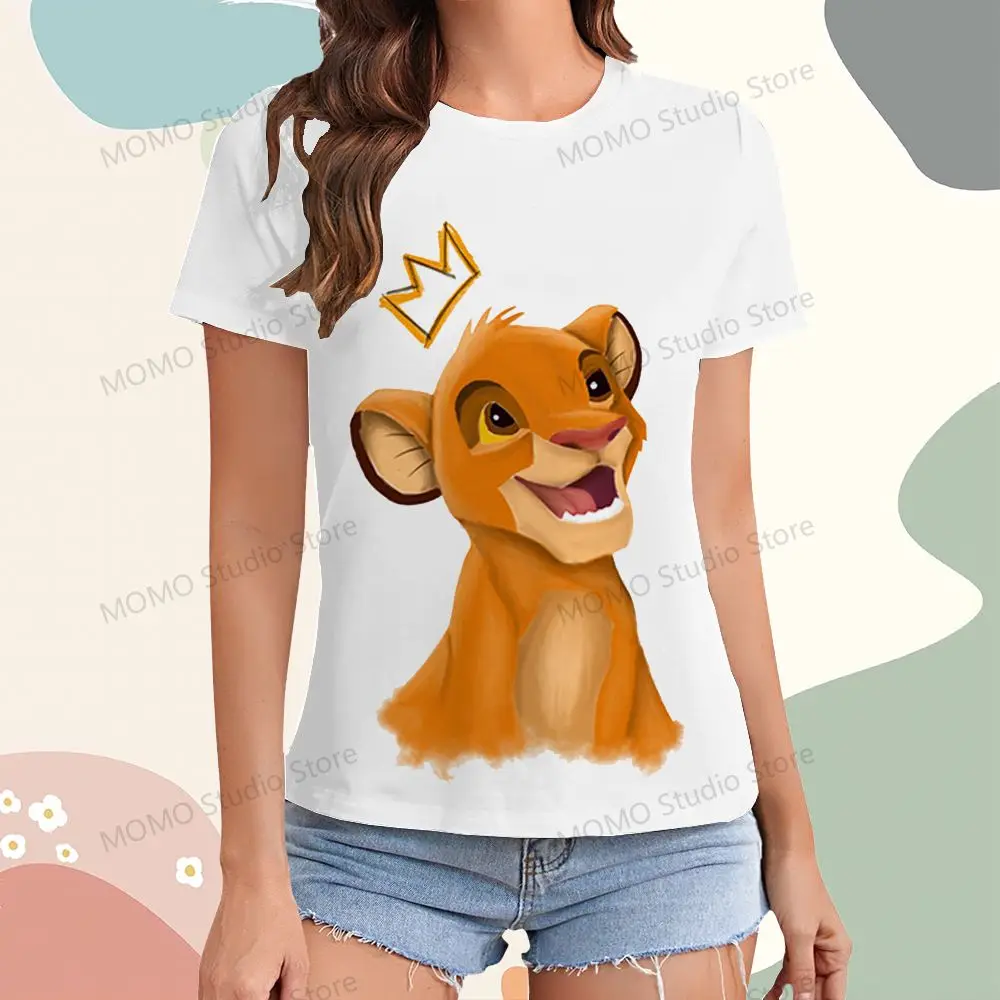 Simba Disney The Lion King T-shirt Women\'s Leisure XS-3XL O Neck Summer Short Sleeve Tee T-shirts Youthful Woman Clothes Y2k