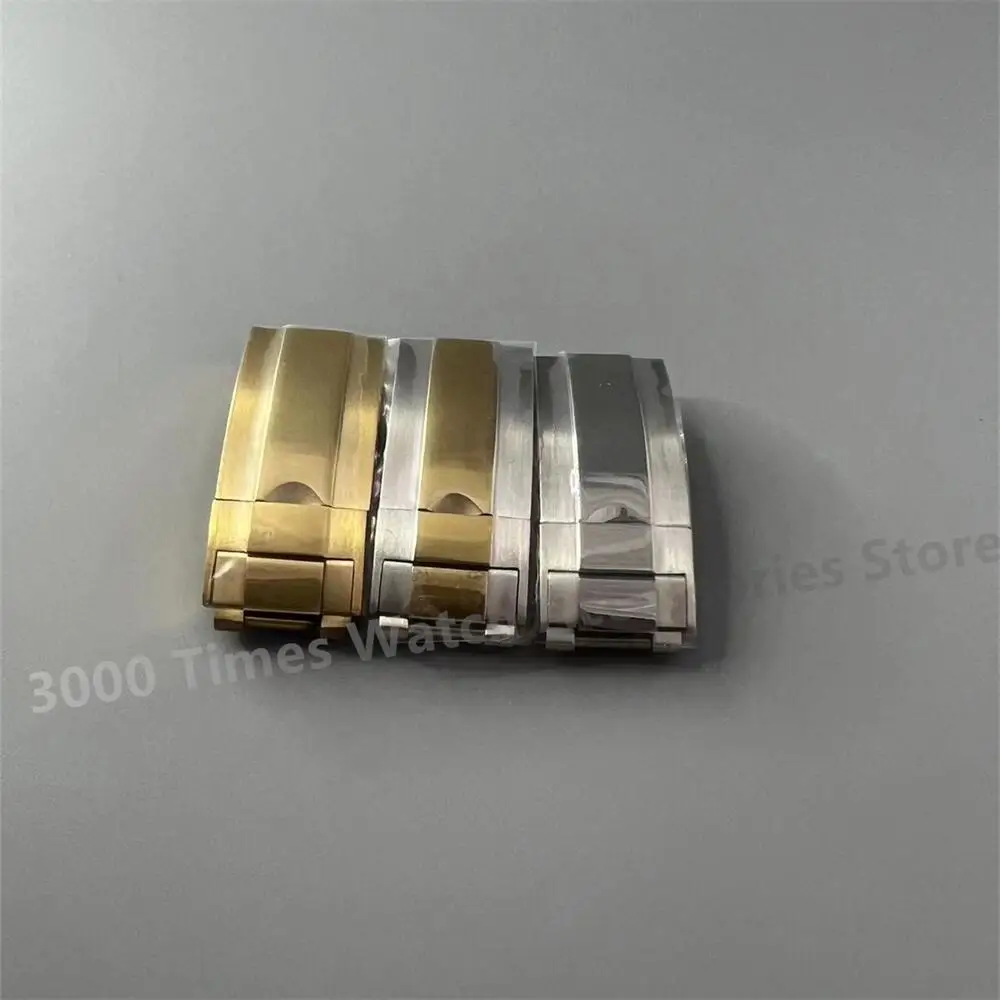 9MM 16MM Gold Silver Folding Safety Stainless Steel Electroplated Watch Buckle Silicone Strap Interface Fit For Rolex Daytona