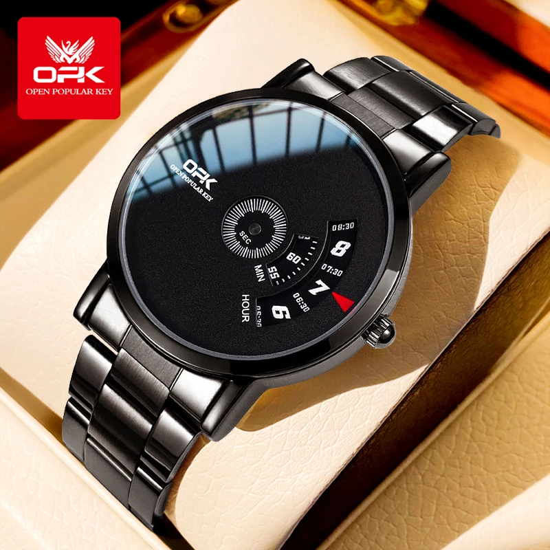 OPK Brand Steel Band Digital Display Men's Quartz Watch Literal