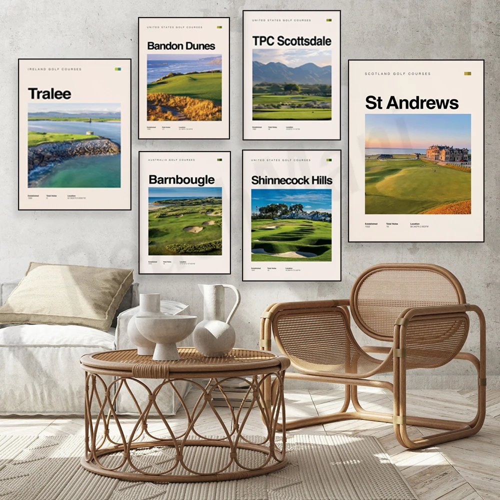Shinnecock Mountain, Augusta High, Oak Quarry, Furry Creek High, Barnburger Dunes, Bandon Dunes, Scottsdale Golf Course Posters