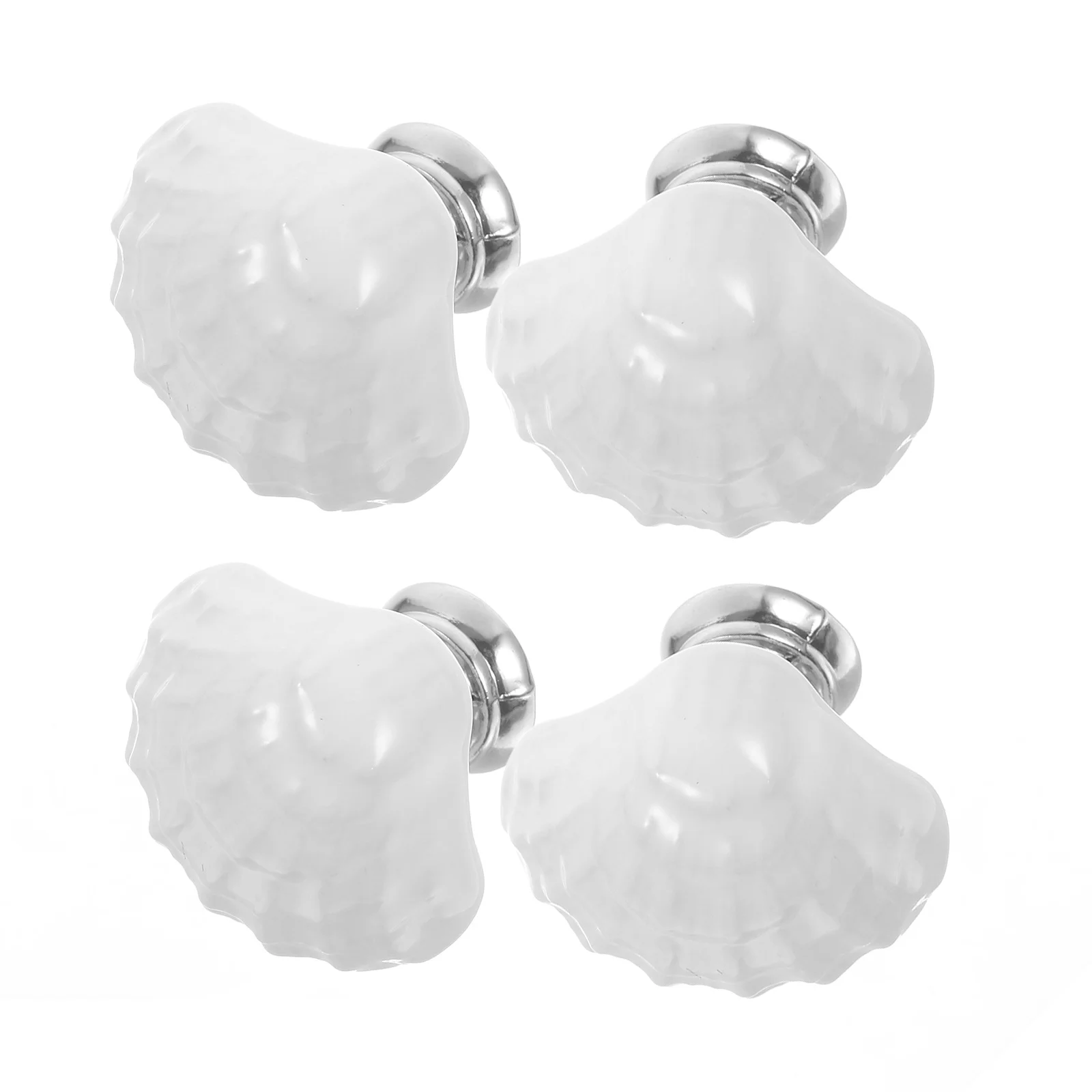 

4Pcs Ceramic Shell Knobs Premium Drawer Pull Handle for Kitchen Cabinet Wardrobe Furniture Door Replacement Hardware White