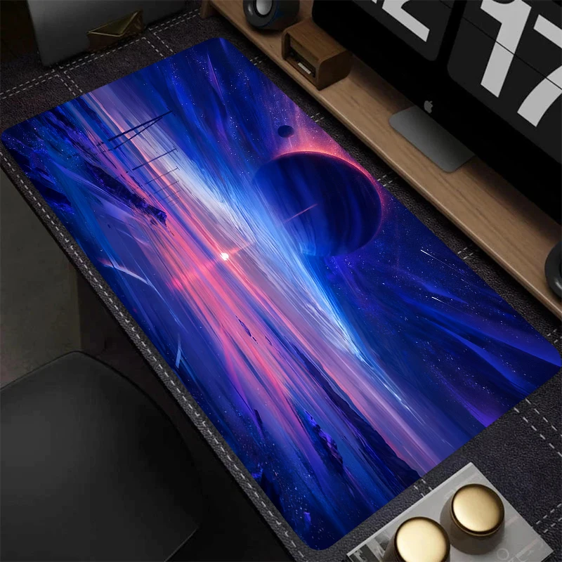 لوحة ماوس أورورا خضراء كبيرة، حصيرة مكتب فريدة من نوعها ذات مناظر طبيعية طبيعية، إصدار ممتد من المطاط غير قابل للانزلاق 900 × 400 لوحة مفاتيح للألعاب