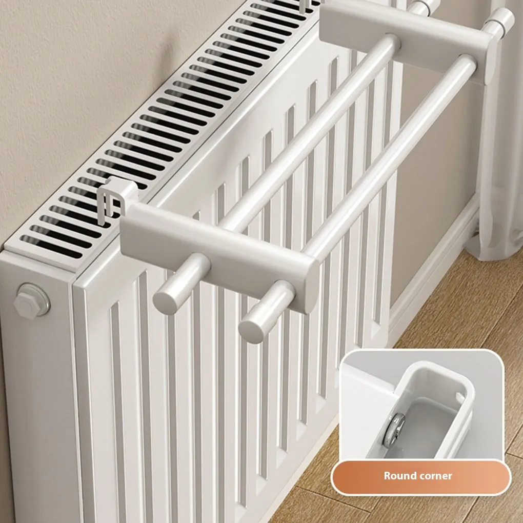 Radiator Clothes Drying Rack White 2 Bars Clothes Drying Rack Radiator Radiator Racks for Drying Clothes Hook Fixation 50cm