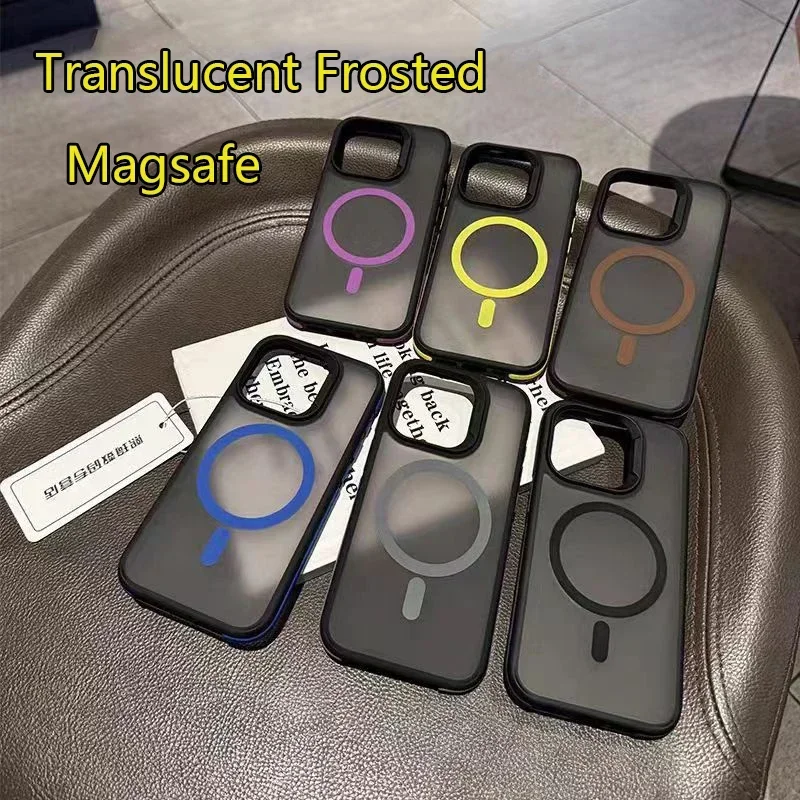 Magnetyczne, matowe etui na telefon do iPhone\'a 11, 12, 13, 14, 15, 16 Pro Max Półprzezroczyste, matowe, twarde, pogrubione etui Magsafe, odporne na