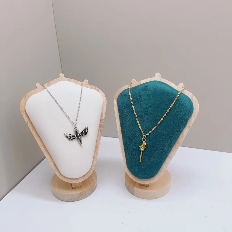 Mannequin Holz Samt Halskette Anhänger Kette Schmuck Büste Hals Display Ständer Halter Mannequin Halskette Anhänger Fenster Display