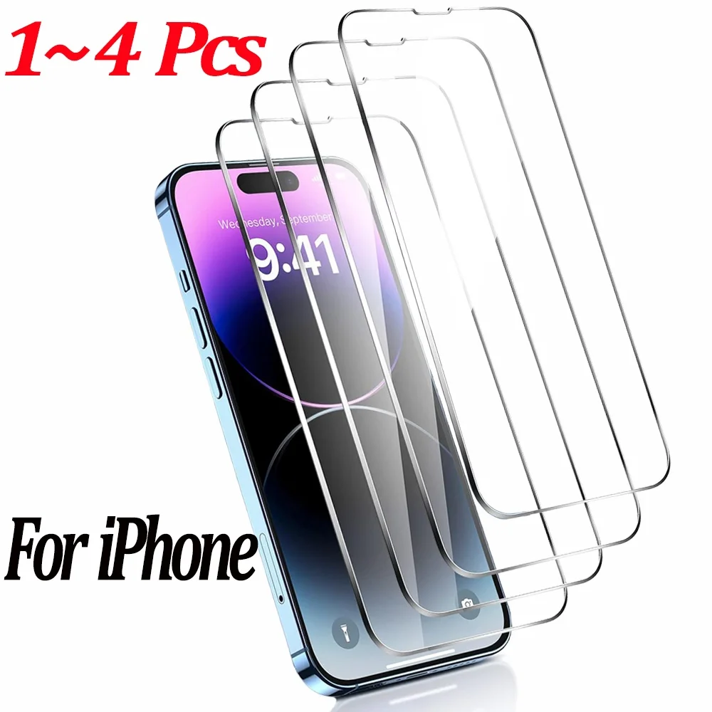 1~4 יחידות זכוכית מחוסמת לאייפון 18 17 16 15 14 Pro Max מגן מסך אייפון 11 12 13 סרט מיני זכוכית לאייפון 17 פרו