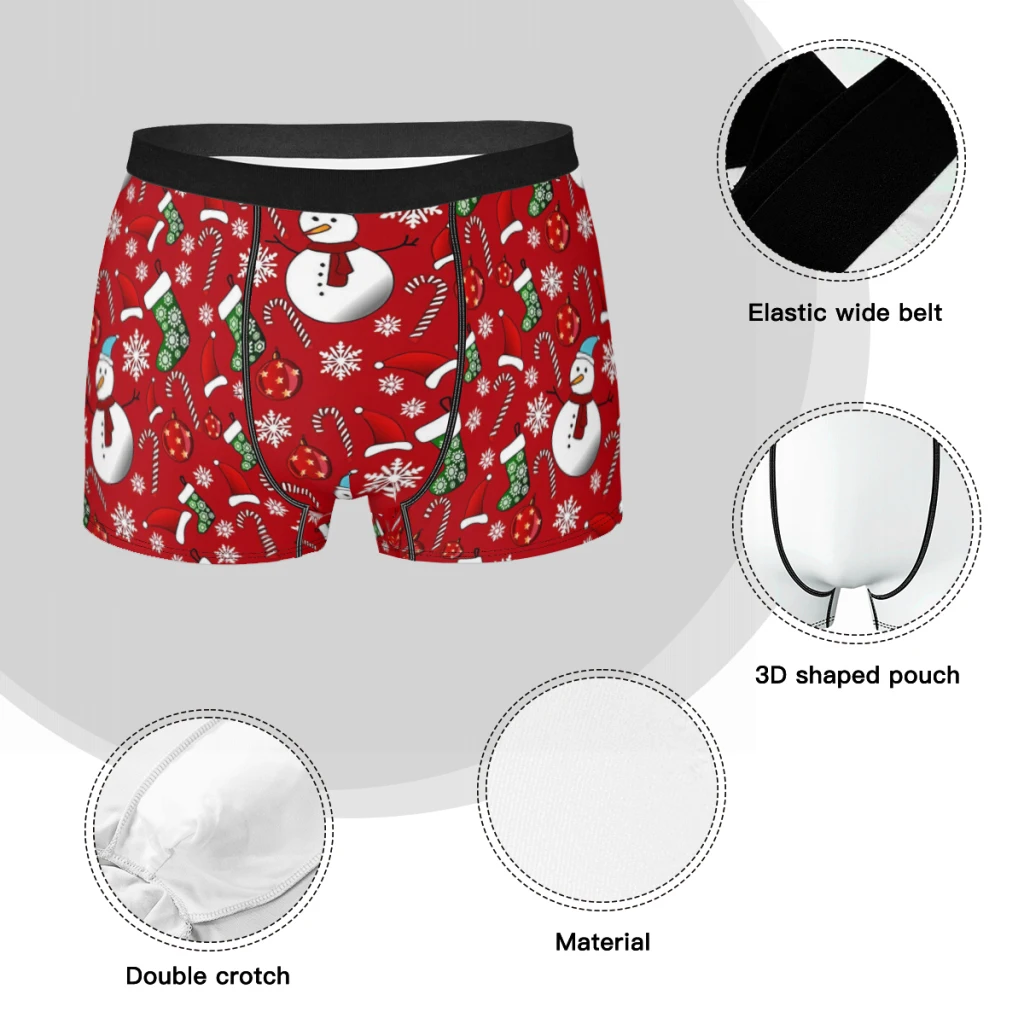 Jolly Christmas Red background Merry Christmas Underpants Cotton Panties Male Underwear Ventilate Shorts Boxer Briefs