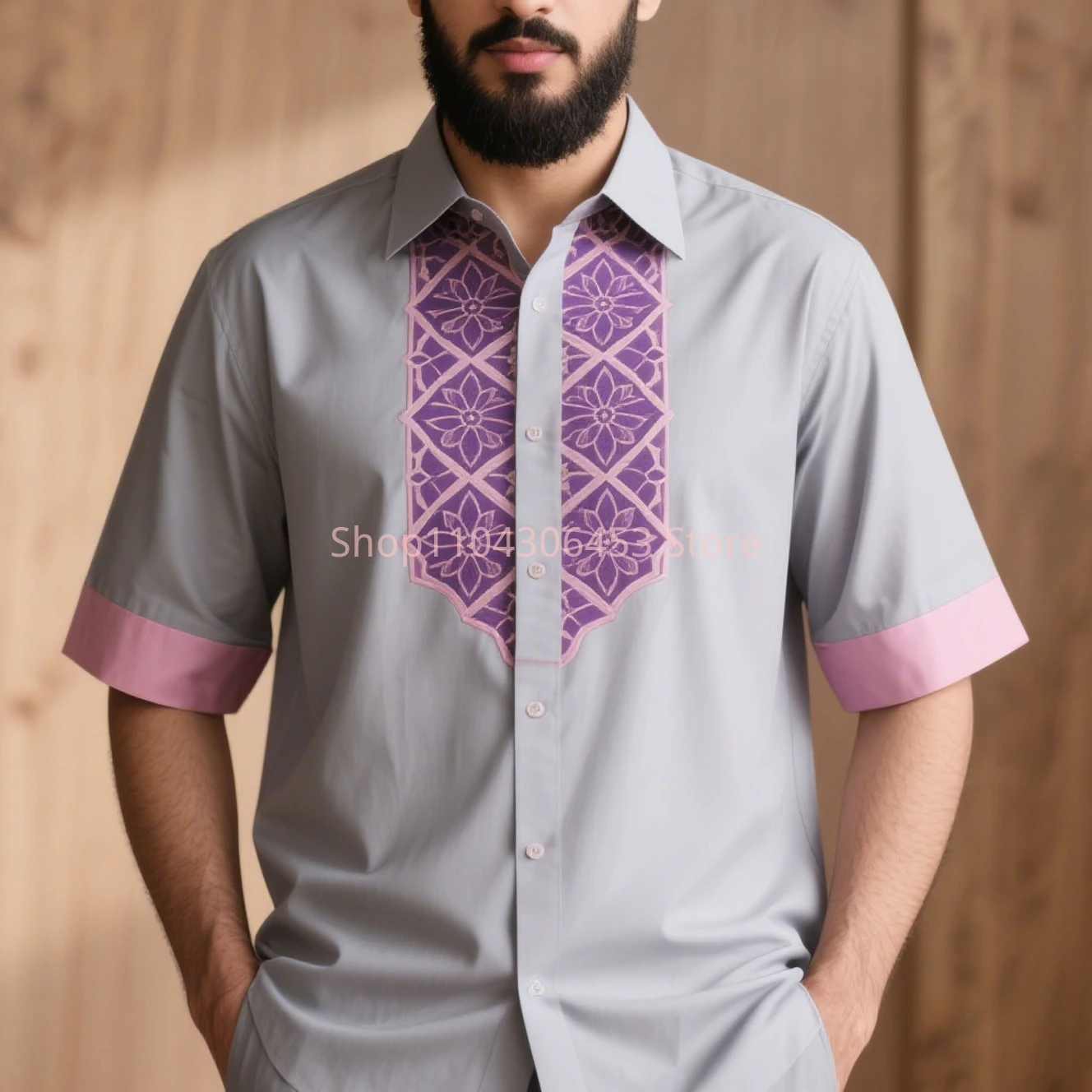 Men's Simple Retro Fashionable Pattern Plant 3D Printed Short-sleeved Lapel Shirt Thin Breathable Business Casual Outdoor Top