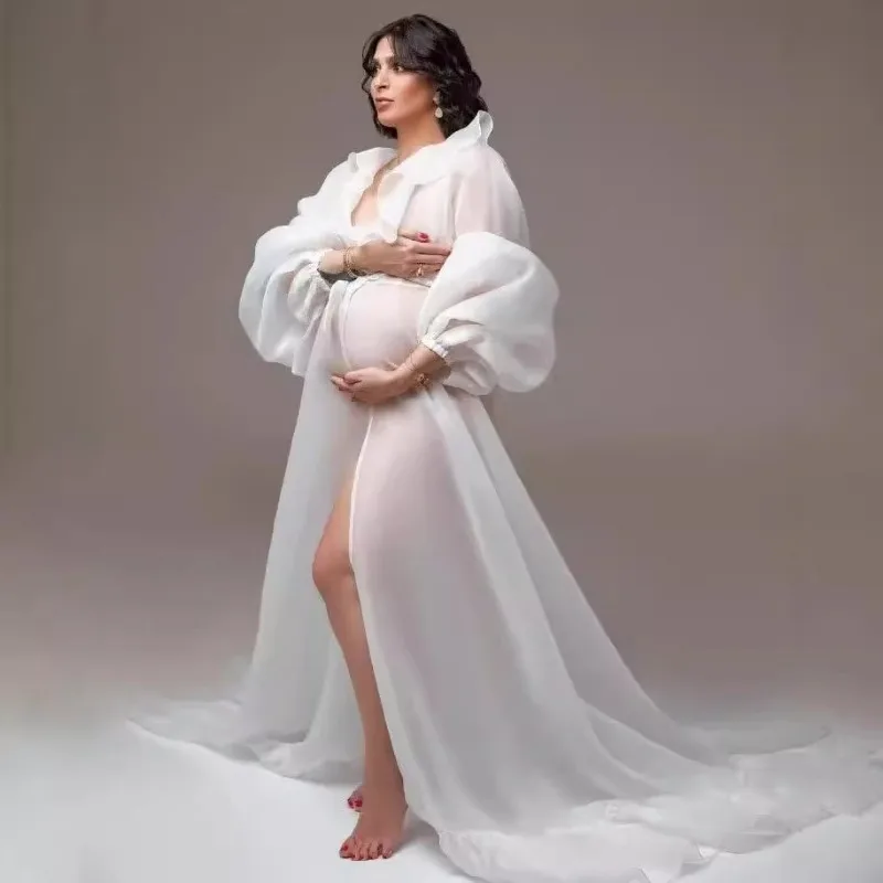 

New European American Women Tie Dress Hem Floor Length Maternity Photoshoot Cross Border Photography Dress