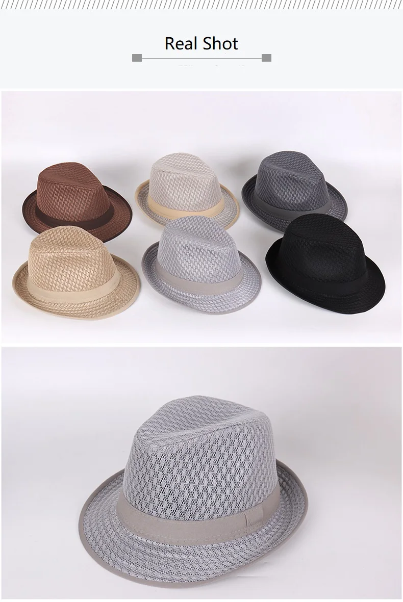 Sommer Mesh atmungsaktives Material Männer Fedoras Erwachsenen Bowler Hüte klassische Version Chapeau Hüte – Detail 5