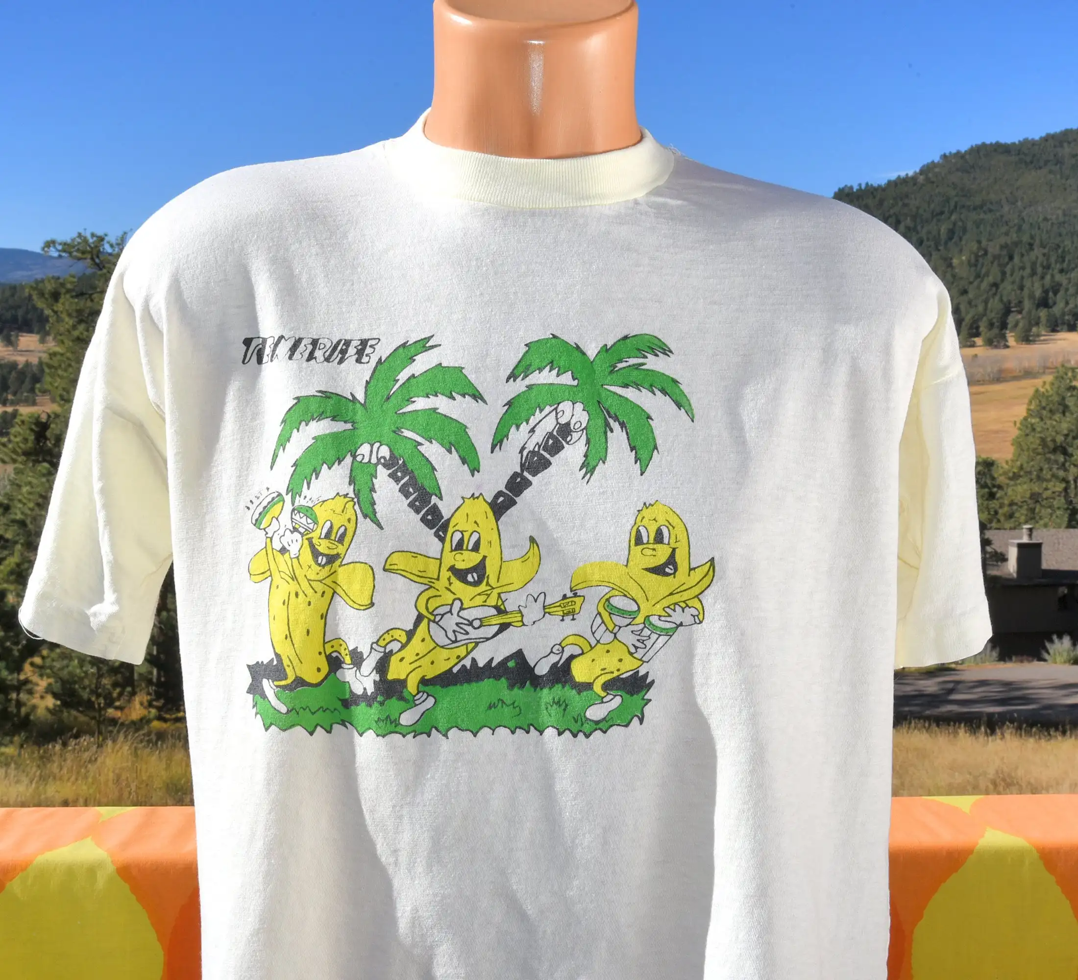 vintage 70s t shirt TENERIFE canary island banana travel tee Medium Large spain