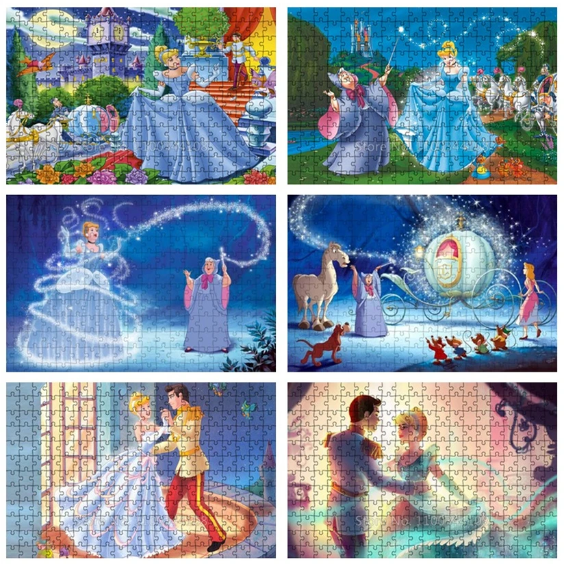 Cinderella and Fairy Godmother Puzzle Disney Princess 300/500/1000 Pieces Jigsaw Puzzles Handmade Toys Collectibles Home Decor