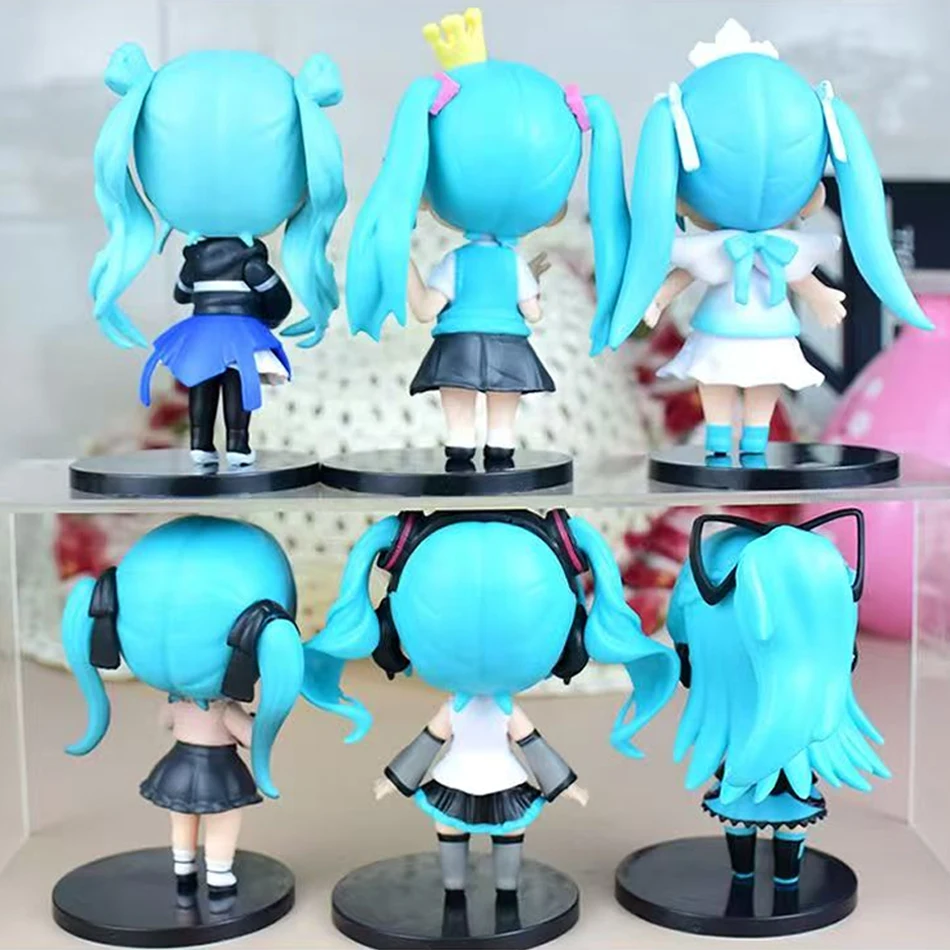 6pcs/set Anime new  miku figure mini character ornaments kawai  hatsune table decoration for home adult toy child gift