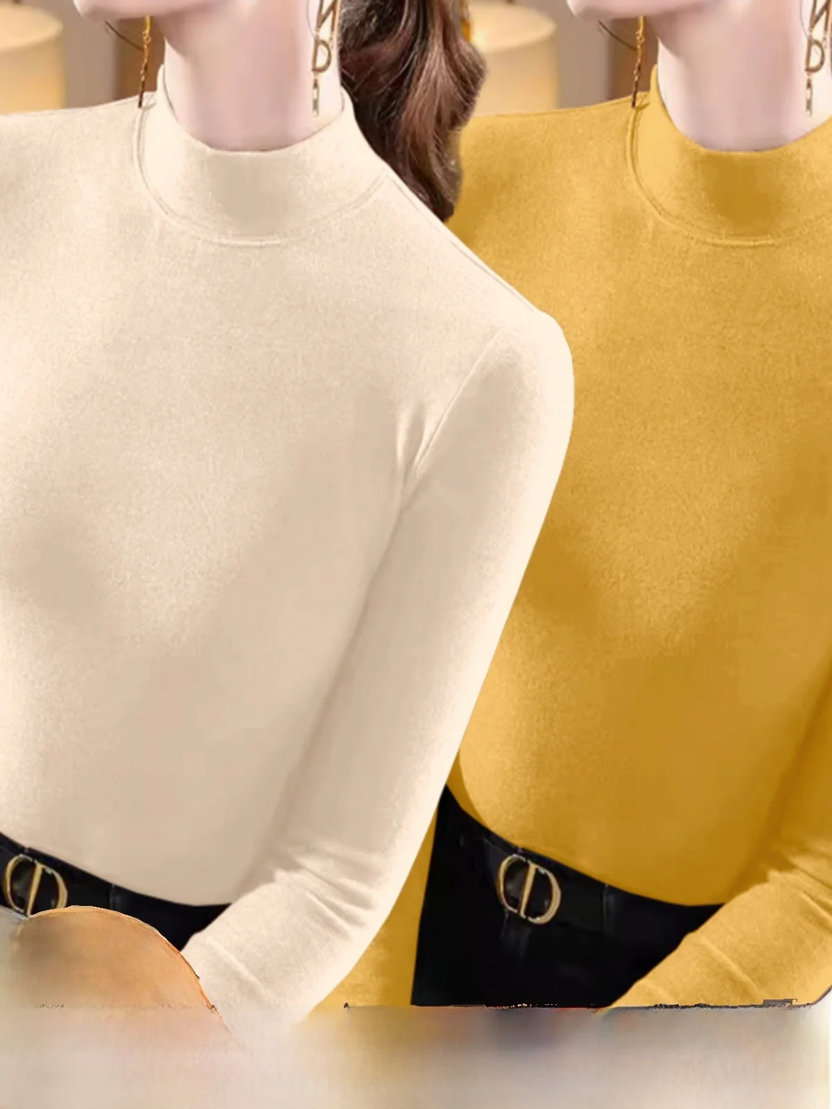 Warm Long Sleeve Thermal Shirt Women's Half High Collar T-Shirt Inner Wear Base Layer Top Dervo Fabric Regular Fit Winter Top