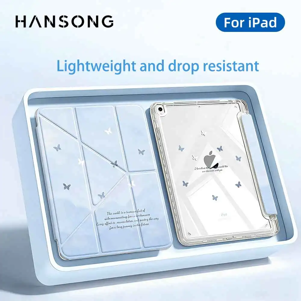 

Чехол для iPad A16 11-го и 10-го поколений, 10.9 дюймов, новый акриловый чехол с дизайном «Бабочка» для iPad Air 11 M4 2026 M3 M2 Air 4/5 10.9, с отсеком для стилуса