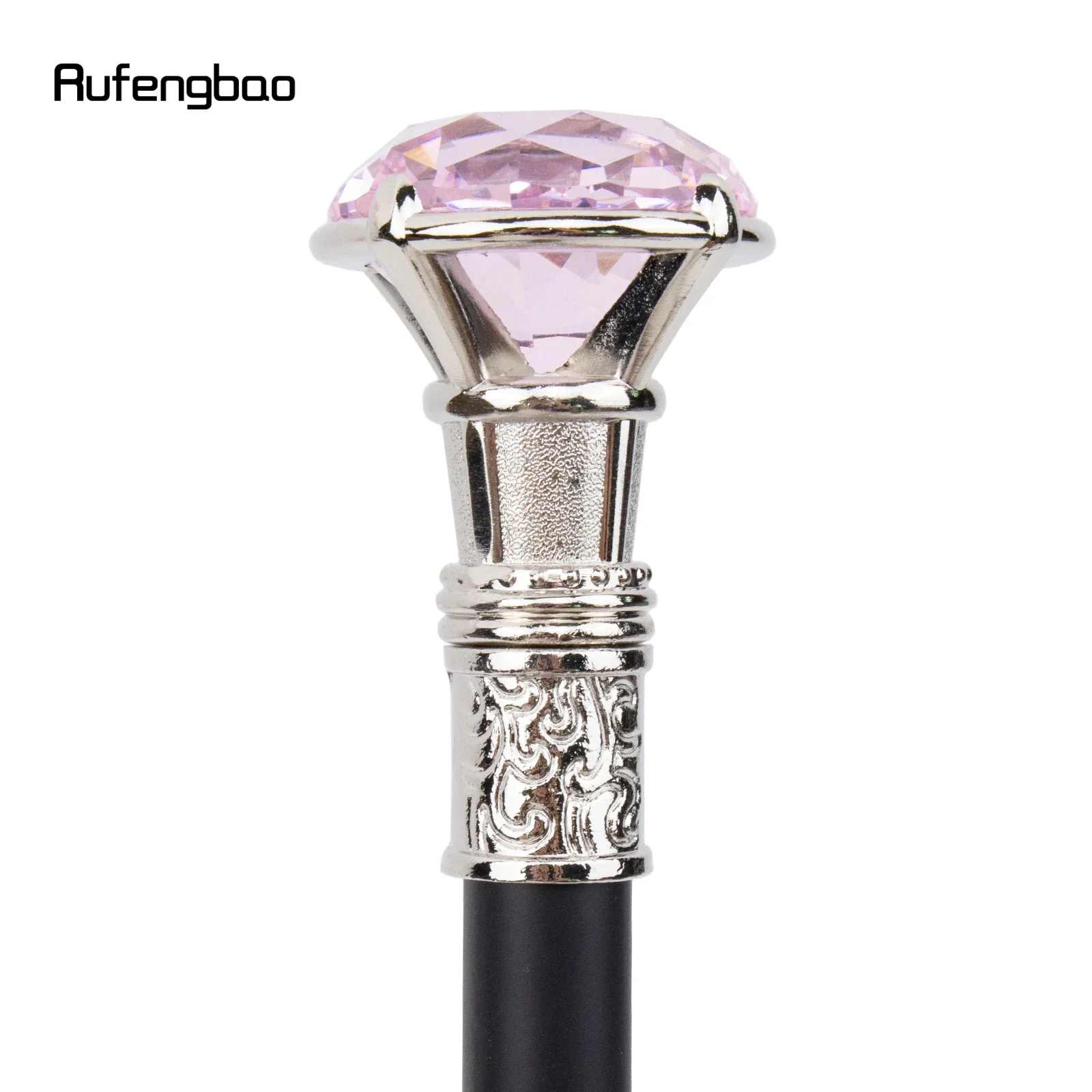 Pink Diamond Type White Walking Stick Fashion Decorative Walking Cane Gentleman Elegant Cosplay Cane Knob Crosier 93cm