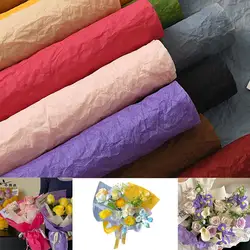 5Pcs Vintage Crepe Paper 53x53CM Flower Bouquet Wrapping Paper Wedding Birthday Party DIY Flower Gift Packaging DIY Crafts Paper
