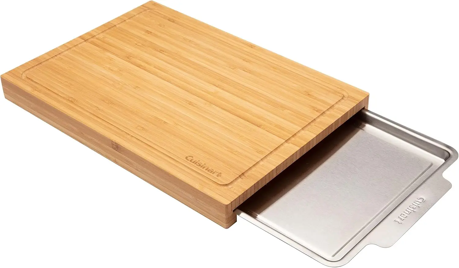 Bamboo Cutting Board with Hidden Slide-Out Tray for Easy Meal Prep and Serving