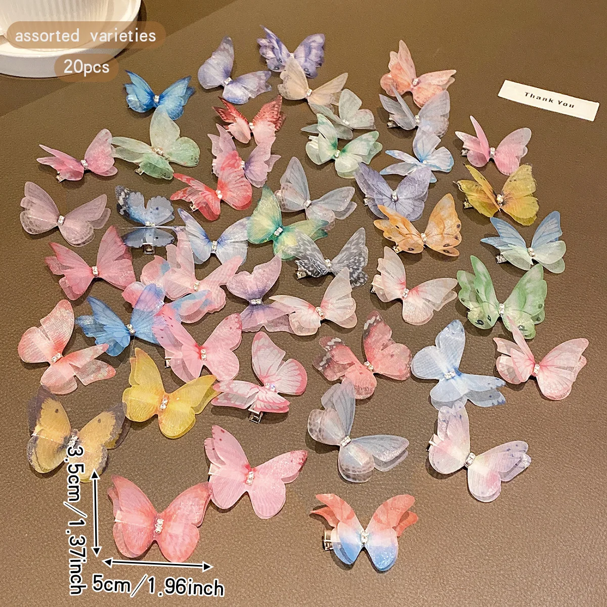 20 colorful random butterfly hair clips, sweet and cute hair accessories suitable for daily use