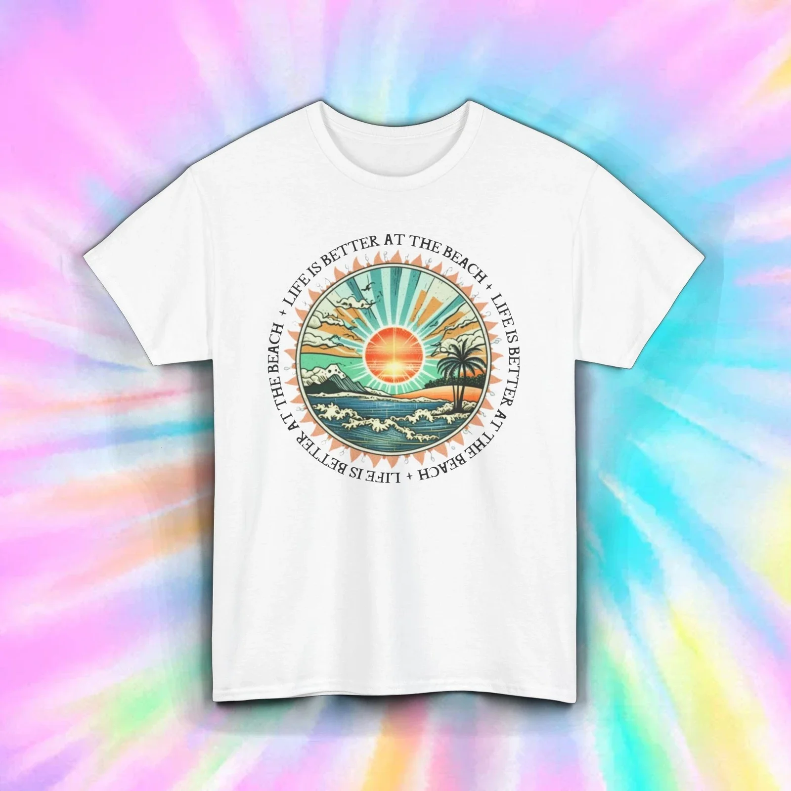 

Футболка с рисунком «Жизнь лучше на пляже» Ocean Sunset Palm Trees S-5XL