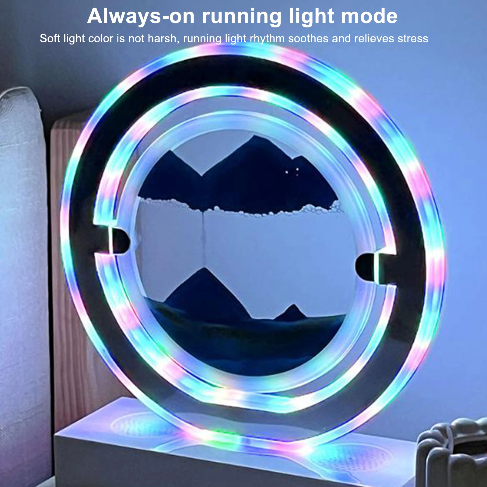 

Moving Sand Art Night Light Music Speaker Colorful Quicksand LED Table Lamp Hourglass Decorative Sand Painting Bedside Light