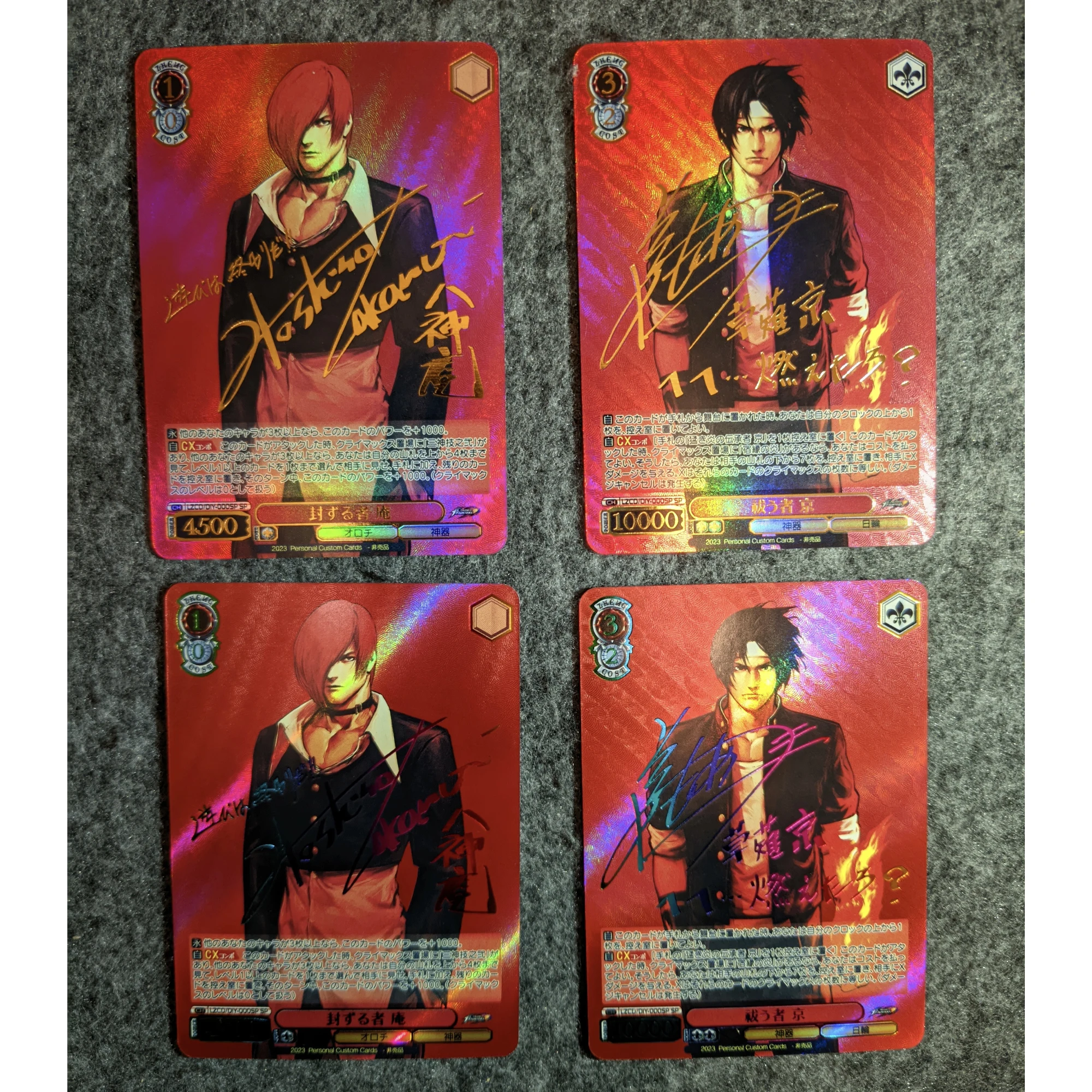 Diy 2Pcs/set King of Fighters   Kyo Kusanagi Iori Yagami Hot Stamping Signature Flash Card Game Anime Collection Cards Gift Toys