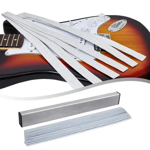 Imagen 2 del producto Barra niveladora de haz de traste de cuello de guitarra, herramientas Luthier con 6 uds. De papel de lija, accesorios para instrumentos musicales de guitarra