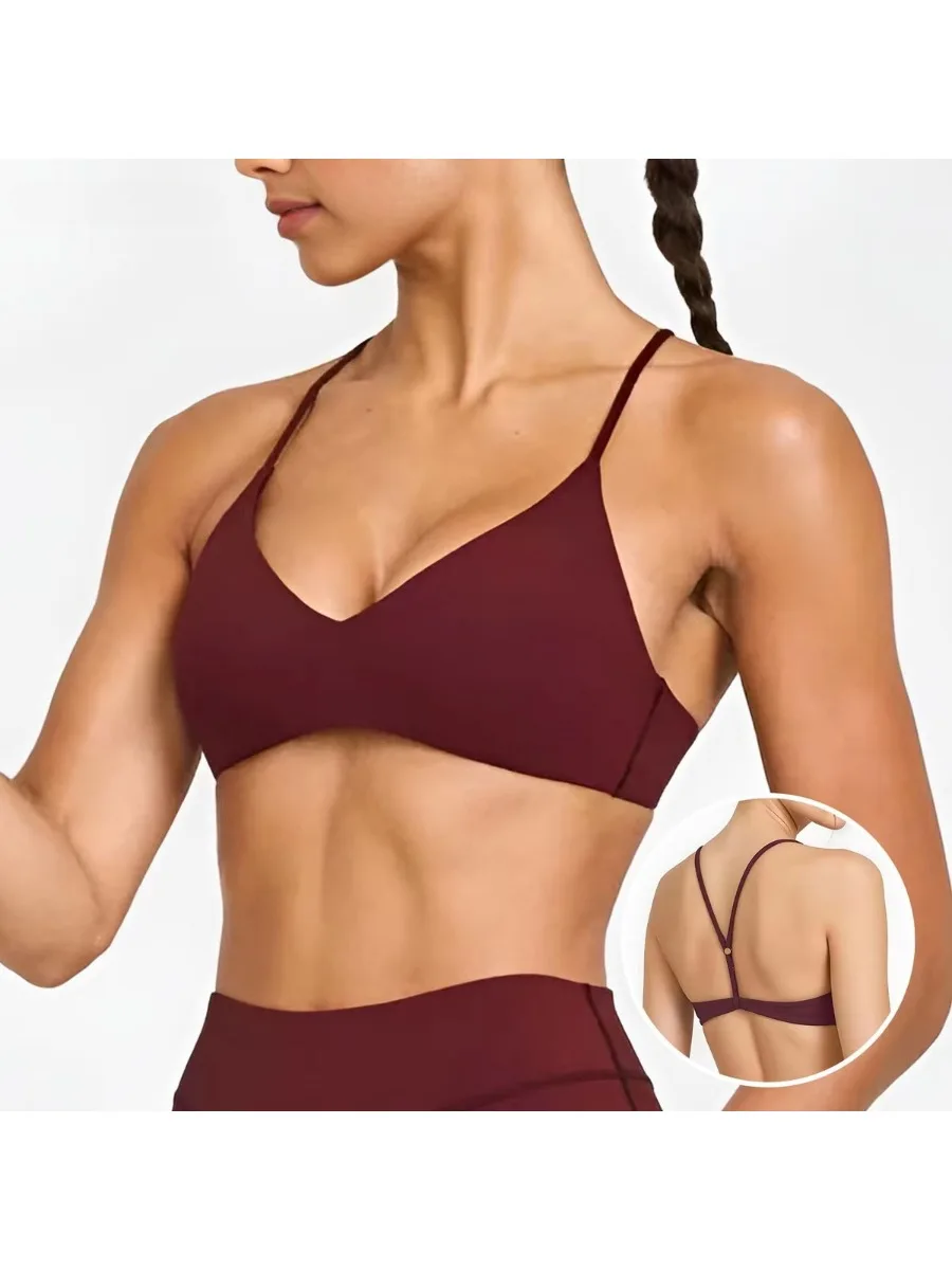 Sexy fitness yogabroekjes raceback sportbeha's nylon top damesbeha ademende ondergoed voor dames gym yogabroekjes effen kleur - afbeelding 2