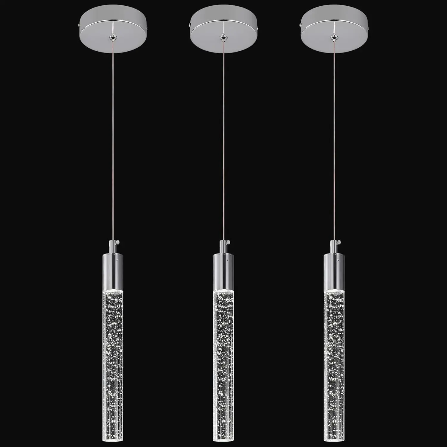 

Modern Kitchen Island Pendant Light Dimmable LED Chrome Finish Mini Crystal Pendant Lighting Bedroom Bedside Table Small Lights