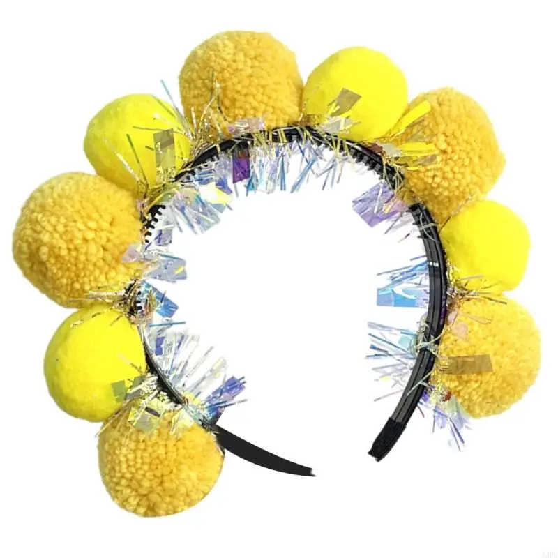 A3PB MARDI GRAS HEADRESS 대형 틴셀 헤드 밴드 카니발 헤드 밴드