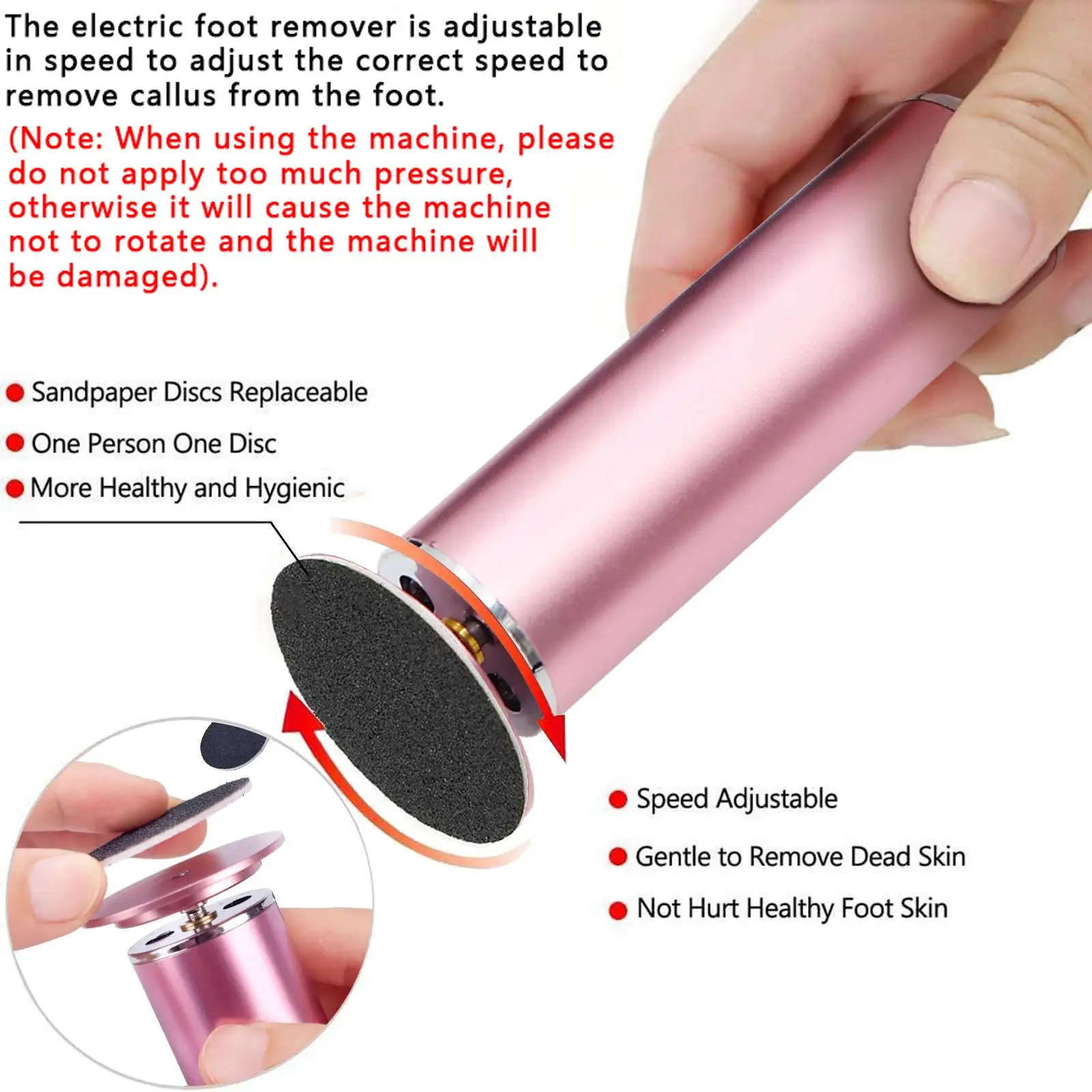 Electronic Foot File Grinder , Powerful Electric Callus Remover Professional Pedicure Tool for Men Women Dead Hard Skin Calluses