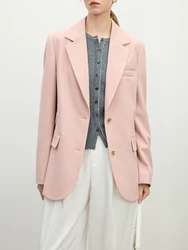 FSLE Pink Grey Elegant Style Casual Blazer Jacket for Women 2025 Spring New Design Versatile Streetwear Chic Outfits 25FS11224