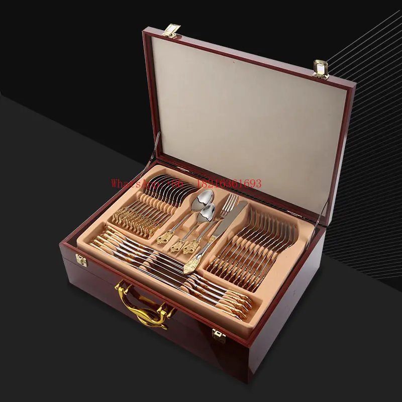 Limited Offer 72 Piece Set Of 304 Stainless Steel Palace Knives, Forks, Spoons, Tableware, Western Style Steak Knives, Dessert