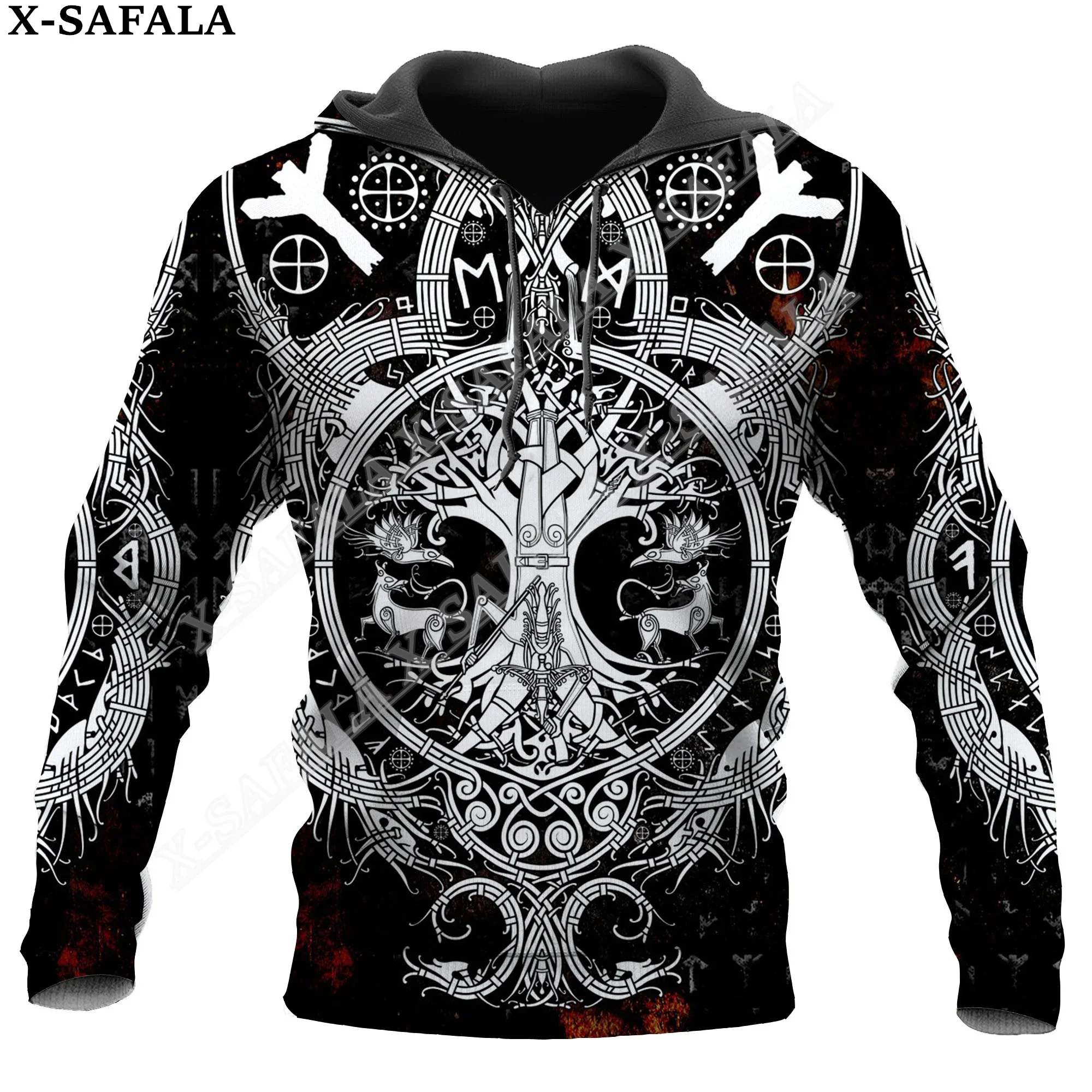 

Raven Tattoo Viking Odin Tree of Life Print Zipper Hoodie Man Female Pullover Sweatshirt Hooded Jacket Jersey Coat Tracksuits-3