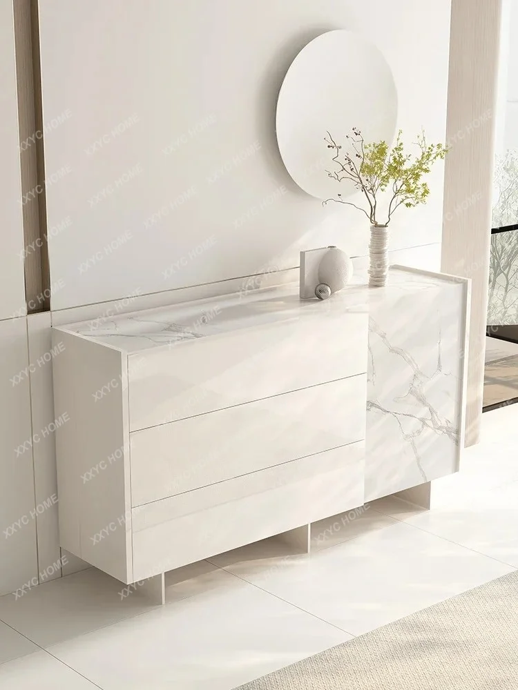 XX  cream wind rock slab dining side cabinet light luxury modern simple living room wall storage model