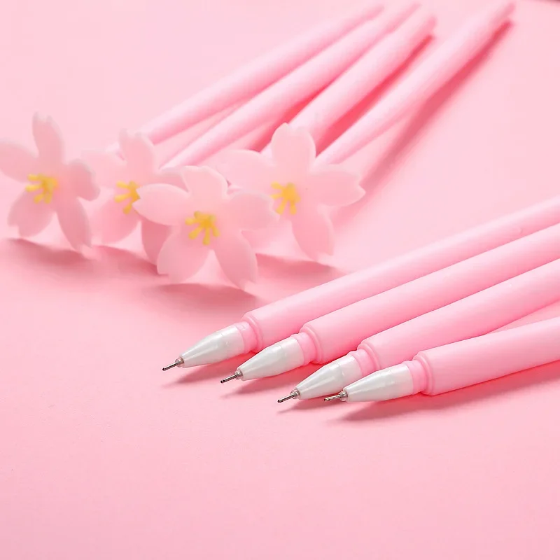 

1pc 0.38mm Gel Pens Silicone Pink Creative Cute Kawaii Sakura Flower Stationery Office School Supply New Gel Pen Korea Black Ink